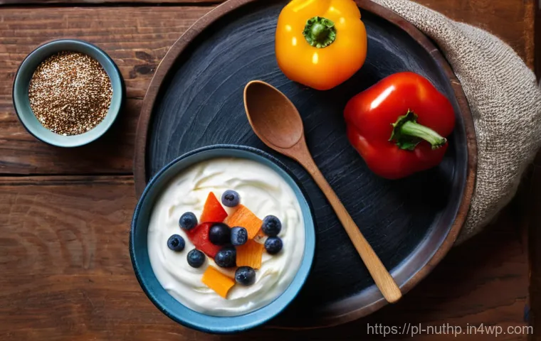 뇌 건강을 위한 영양소 연구 동향 - **A balanced meal for optimal brain health, with a serene backdrop.**
    A beautifully composed, vi...