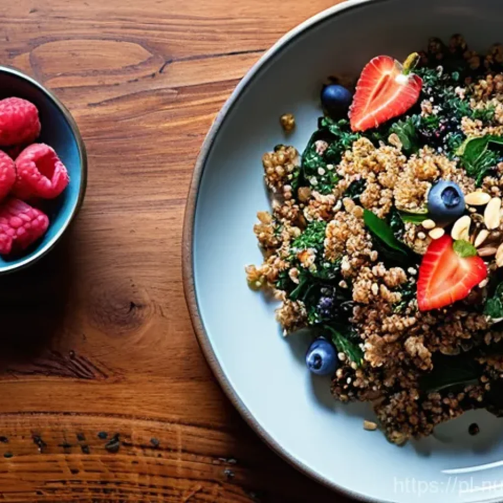 뇌 건강을 위한 식사 요리법 채식주의자 편 - **Vibrant Plant-Based Brain Food Feast:** A beautifully arranged, overhead shot of a diverse, colorf...